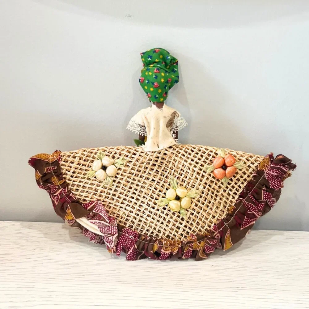 Vintage 1970s Calypso Queen Doll St Thomas Caribbean Bahamas Island Souvenir